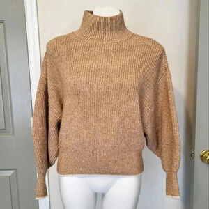 H&M Drop Sleeve Turtleneck Wool Blend Tan Sweater(Small)